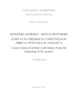 prikaz prve stranice dokumenta Konzervatorsko-restauratorski zahvat na predmetu umjetničkog obrta s početka 20. stoljeća
