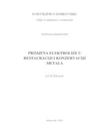 prikaz prve stranice dokumenta Primjena elektrolize u restauraciji i konzervaciji metala