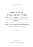 prikaz prve stranice dokumenta Edukacijski projekt konzervacije-restauracije oglednog predmeta u svrhu prezentacije različitih metoda konsolidacije oštećenja na predmetu