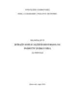 prikaz prve stranice dokumenta Istraživanje kvalitete restorana na području Dubrovnika