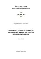 prikaz prve stranice dokumenta Percepcija javnosti o romskoj nacionalnoj manjini s područja Međimurske županije