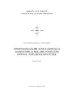 prikaz prve stranice dokumenta Profesionalizam i etika odnosa s javnostima u tijelima područne uprave Republike Hrvatske