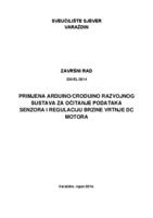 prikaz prve stranice dokumenta Primjena Arduino/Croduino razvojnog sustava za očitanje podataka senzora i regulaciju brzine vrtnje DC motora