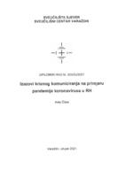 prikaz prve stranice dokumenta Izazovi kriznog komuniciranja na primjeru pandemije koronavirusa u RH