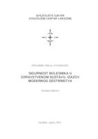 prikaz prve stranice dokumenta Sigurnost bolesnika u zdravstvenom sustavu - izazov modernog sestrinstva
