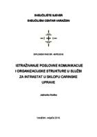 prikaz prve stranice dokumenta Istraživanje poslovne komunikacije i organizacije strukture u službi za intrastat u sklopu carinske uprave