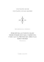 prikaz prve stranice dokumenta Percepcija javnosti o radu medicinskih sestara i njihovog utjecaja na promociju zdravlja kroz Medije