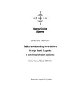 prikaz prve stranice dokumenta Prikaz novinarskog stvaralaštva Marije Jurić Zagorke u autobiografskim zapisima