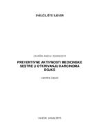 prikaz prve stranice dokumenta Preventivne aktivnosti medicinske sestre u otkrivanju karcinoma dojke