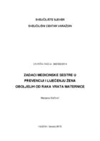 prikaz prve stranice dokumenta Zadaci medicinske sestre u prevenciji i liječenju žena oboljelih od raka vrata maternice