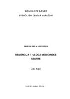 prikaz prve stranice dokumenta Demencija i uloga medicinske sestre