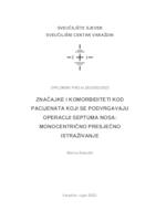 prikaz prve stranice dokumenta Značajke i komorbiditeti kod pacijenata koji se podvrgavaju operaciji septuma nosa: monocentrično presječno istraživanje