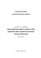 prikaz prve stranice dokumenta Uloga medicinske sestre u pripremi i skrbi pacijentice nakon operativno dovršenog poroda-carskog reza