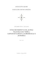 prikaz prve stranice dokumenta Etika novinarstva na javnoj televiziji kao temelj vjerodostojnosti u komunikaciji s javnošću