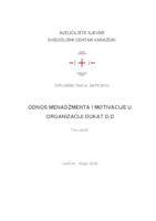 prikaz prve stranice dokumenta Odnos menadžmenta i motivacije u organizaciji Dukat d.d