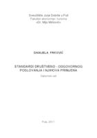 prikaz prve stranice dokumenta Standardi društveno odgovornog polsovanja i njihova primjena