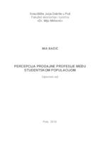 prikaz prve stranice dokumenta Percepcija prodajne profesije među studentskom populacijom