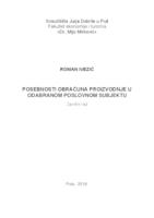 prikaz prve stranice dokumenta Posebnosti obračuna proizvodnje u odabranom poslovnom subjektu