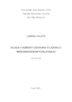 prikaz prve stranice dokumenta Uloga i važnost ugovora o licenci u međunarodnom poslovanju
