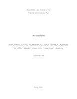 prikaz prve stranice dokumenta Informacijsko-komunikacijska tehnologija  u službi obrazovanja u osnovnoj školi