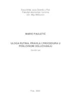 prikaz prve stranice dokumenta Uloga rutina, pravila i procedura u poslovnom odlučivanju