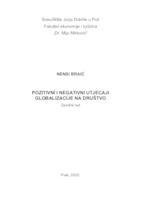 prikaz prve stranice dokumenta Pozitivni i negativni utjecaji globalizacije na društvo