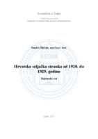 prikaz prve stranice dokumenta Hrvatska seljačka stranka od 1920. do 1929. godine