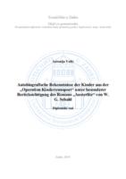 prikaz prve stranice dokumenta Autobiografische Bekenntnisse der Kinder aus der „Operation Kindertransport“ unter besonderer Berücksichtigung des Romans „Austerlitz“ von W. G. Sebald