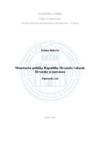 prikaz prve stranice dokumenta Monetarna politika Republike Hrvatske i ulazak Hrvatske u eurozonu