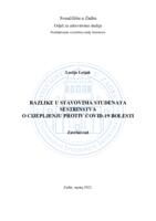 prikaz prve stranice dokumenta Razlike u stavovima studenata Sestrinstva o cijepljenju protiv COVID-19 bolesti