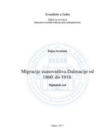 prikaz prve stranice dokumenta Migracije stanovništva Dalmacije od 1860. do 1918.