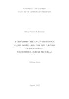 prikaz prve stranice dokumenta A CRANIOMETRIC ANALYSIS OF DOGS  (CANIS FAMILIARIS) FOR THE PURPOSE  OF IDENTIFYING  ARCHEOZOOLOGICAL MATERIAL