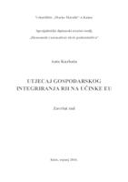 prikaz prve stranice dokumenta Utjecaj gospodarskog integriranja RH na učinke EU