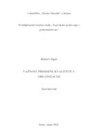prikaz prve stranice dokumenta Važnost primjene kvalitete u organizaciji