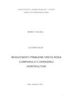 prikaz prve stranice dokumenta Mogućnosti primjene roda Campanula u ukrasnoj hortikulturi