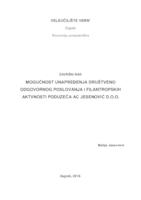 prikaz prve stranice dokumenta Mogućnost unapređenja društveno odgovornog poslovanja i filantropskih aktivnosti poduzeća AC Jesenović d.o.o.