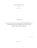 prikaz prve stranice dokumenta Analiza izvještavanja hrvatskih portala o predsjedničkim izborima u Republici Hrvatskoj 2019. godine