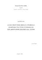 prikaz prve stranice dokumenta Uloga društvenih medija u promociji odabranih političkih stranaka na parlamentarnim izborima 2020. godine   