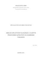 prikaz prve stranice dokumenta Analiza isplativosti ulaganja u vlastite proizvodne kapacitete za odabrano poduzeće