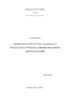 prikaz prve stranice dokumenta Financijska isplativost ulaganja u proizvodnju personaliziranih ekoloških četkica za zube  