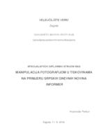 prikaz prve stranice dokumenta Manipulacija fotografijom u tiskovinama na primjeru srpskih dnevnih novina Informer