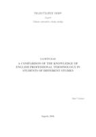 prikaz prve stranice dokumenta A comparison of the knowledge of English professional terminology in students of different studies  