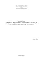 prikaz prve stranice dokumenta Važnost motiviranja prodajnog osoblja na odabranom uzorku ispitanika  
