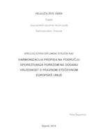 prikaz prve stranice dokumenta Harmonizacija propisa na području oporezivanja porezom na dodanu vrijednost s pravnom stečevinom Europske unije