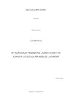 prikaz prve stranice dokumenta Istraživanje fenomena lažnih vijesti te njihova utjecaja na medije i javnost