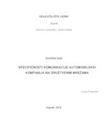 prikaz prve stranice dokumenta Specifičnosti komunikacije automobilskih kompanija na društvenim mrežama