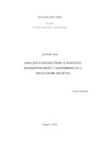 prikaz prve stranice dokumenta Analiza stavova žena o njihovoj ravnopravnosti i diskriminaciji u hrvatskom društvu