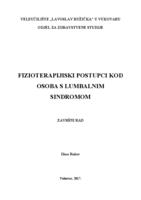 prikaz prve stranice dokumenta FIZIOTERAPIJSKI POSTUPCI KOD OSOBA S LUMBALNIM SINDROMOM