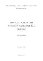 prikaz prve stranice dokumenta PRODAJNO POSLOVANJE PODUZEĆA MALI ZIDAR d.o.o. VINKOVCI