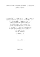 prikaz prve stranice dokumenta ZAPOŠLJAVANJE U LOKALNOJ SAMOUPRAVI I ZNAČAJ OSPOSOBLJENOSTI ZA OBAVLJENJE SLUŽBENE DUŽNOSTI